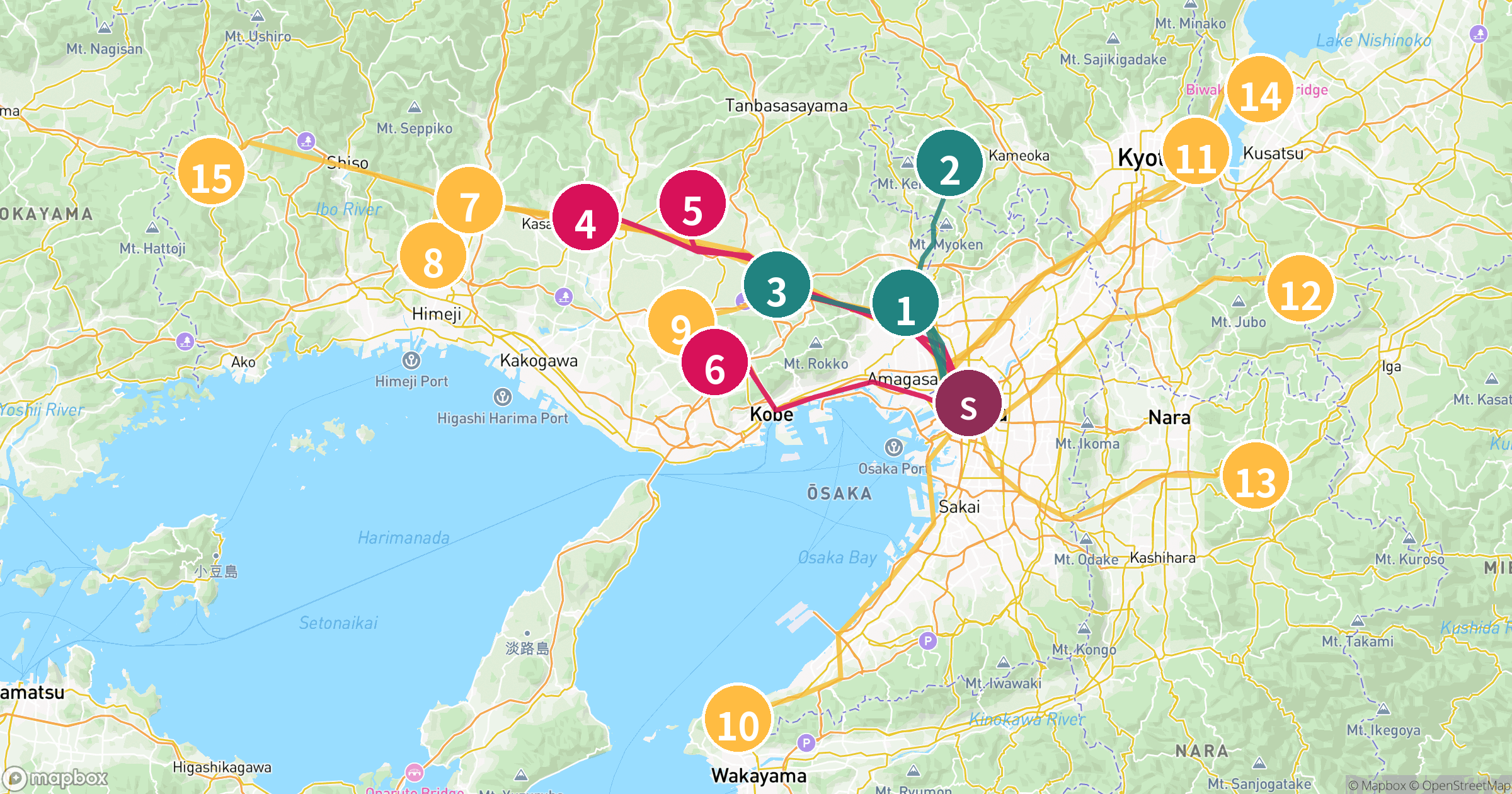 梅田駅発・2026年6月平日コスパランキング概観地図