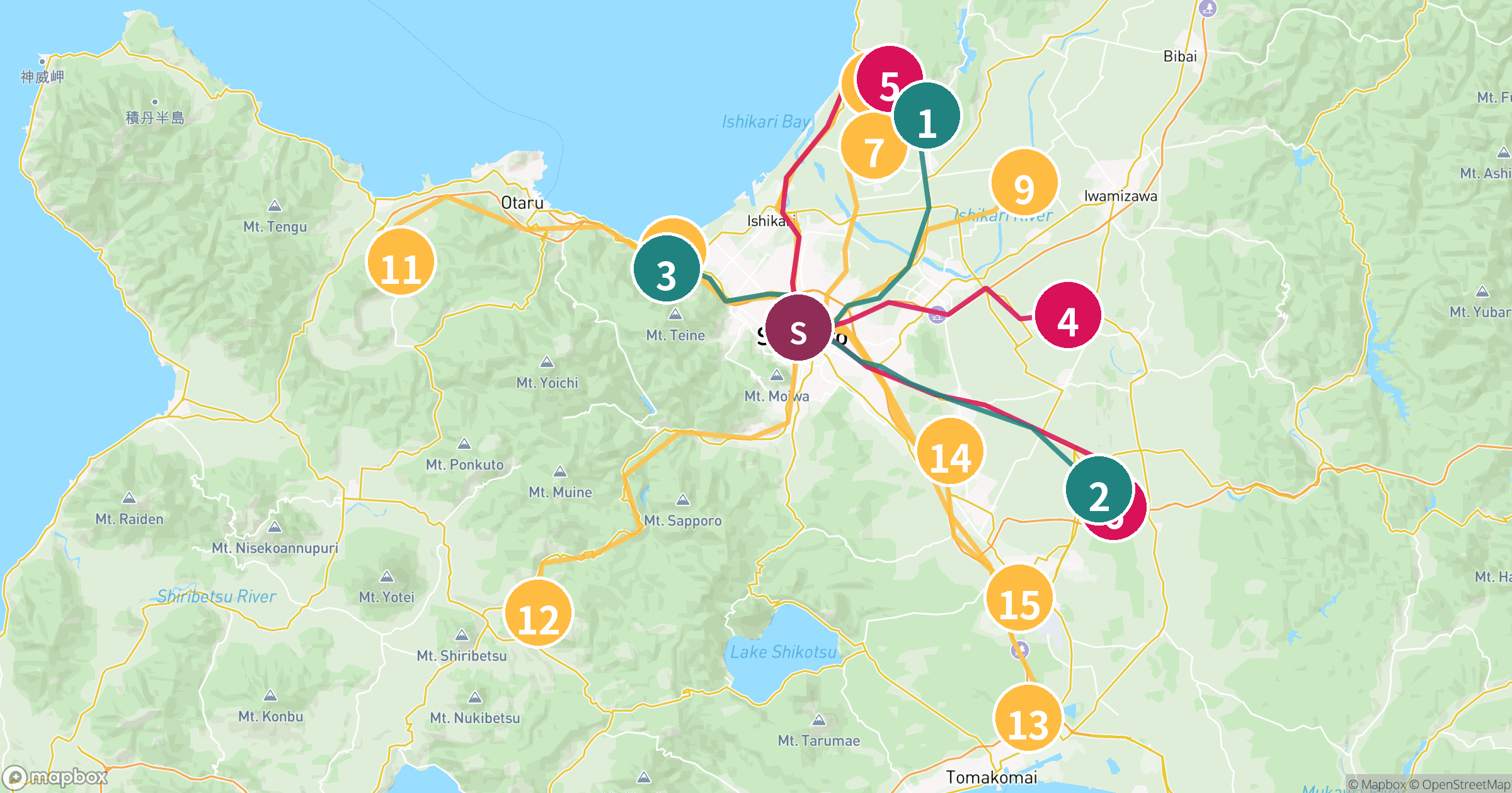 札幌駅発・2026年7月平日コスパランキング概観地図