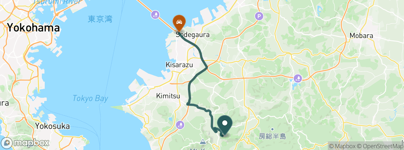 ゴールド木更津カントリークラブまでのルート地図
