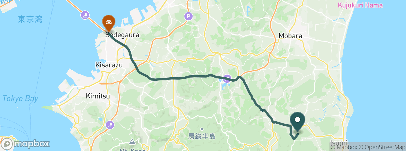 ABCいすみゴルフコースまでのルート地図