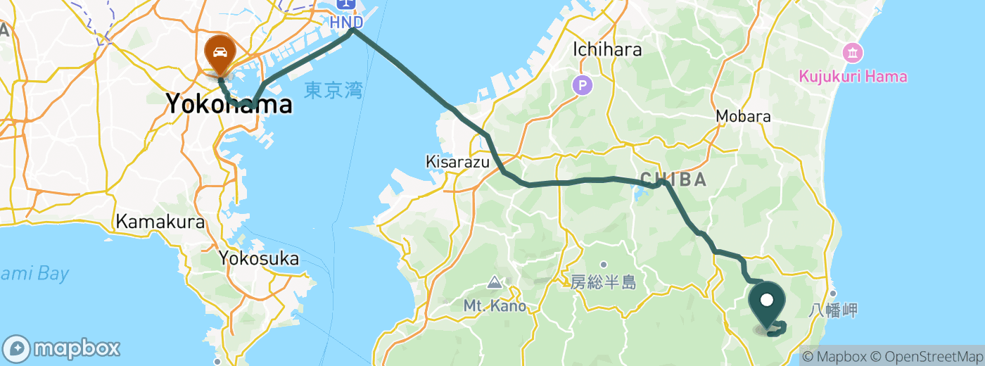 キャメルゴルフ&ホテルリゾートまでのルート地図