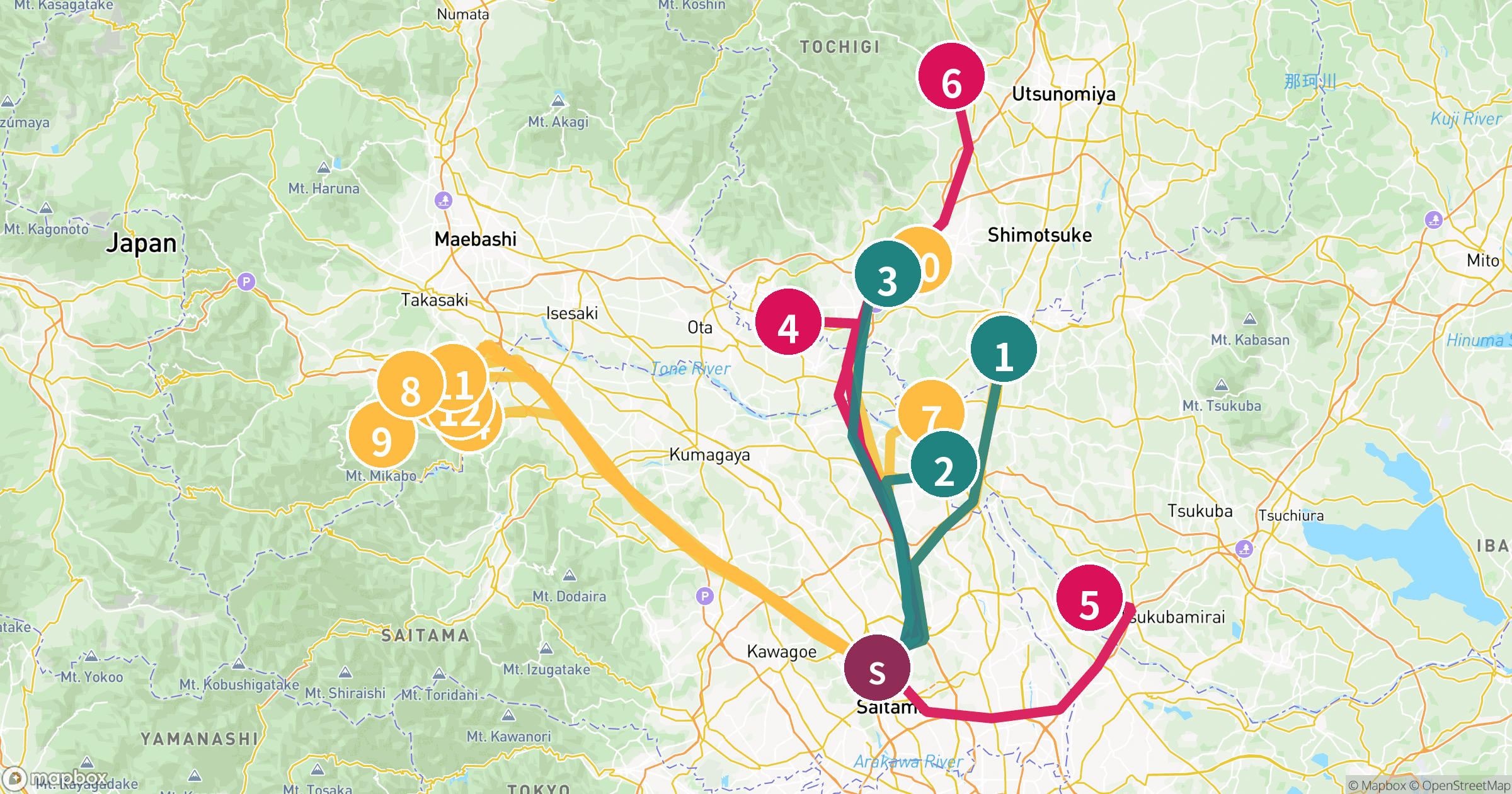 大宮駅発・GW2026栃木/茨城/群馬コスパランキング概観地図